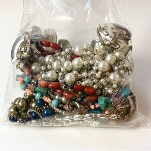 11 Piece Craft Repurpose Jewelry Bead Lot Lanyard Bracelet Necklaces Brooch Pin